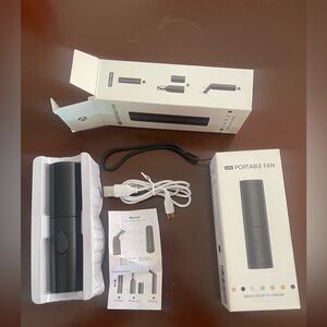 Black 2Pc Mini Portable Fan with USB Charging